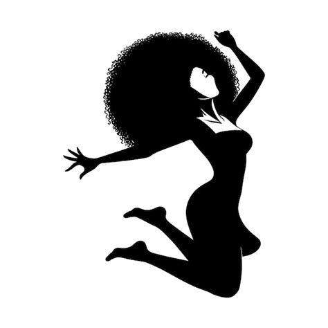 African American Woman Happy And Jumping Svg Premium Ai Generated Vector