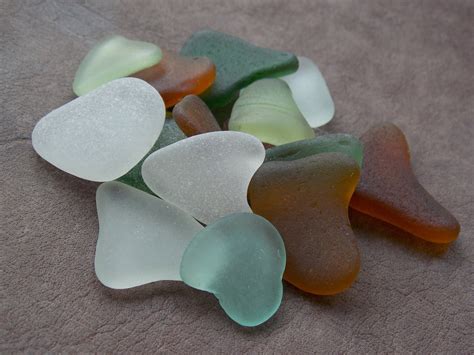 15 Sea Glass Hearts Natural Heart Shaped Beach Glass Heart Etsy