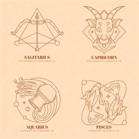 Free Vector Engraving Hand Drawn Zodiac Signs Set