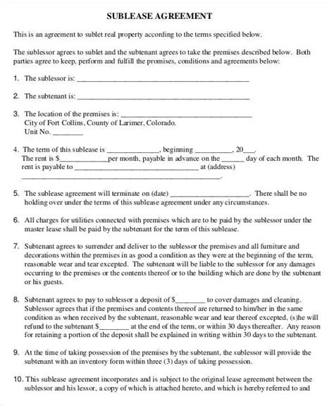 Sublease Agreement Template Nyc Printable Calendars At A Glance
