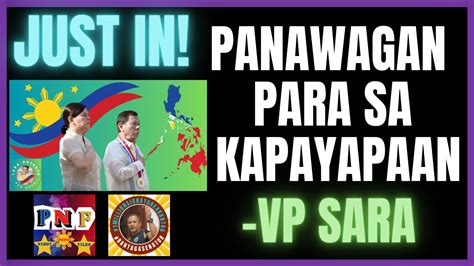 JUST IN PANAWAGAN PARA SA KAPAYAPAAN VP SARA DUTERTE YouTube