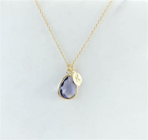 Amethyst Necklace, Birthstone Necklace, Personalized Initial Charm ...