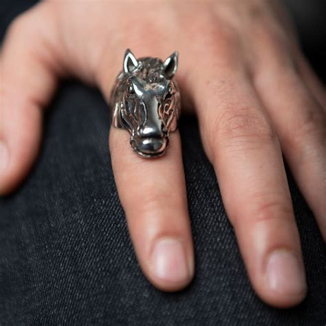 Silver Horse Head Ring Mens Silver Horse Ring Horse Head Etsy