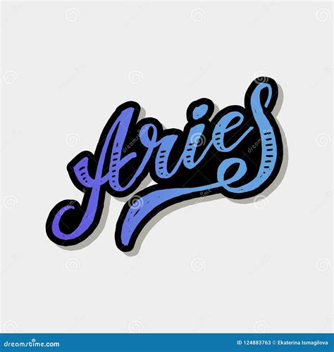 Aries Lettering Calligraphy Brush Text Horoscope Zodiac Sign Stock