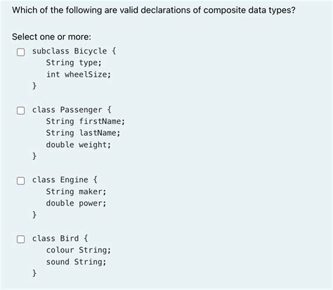 Solved Which Of The Following Are Valid Declarations Of Chegg