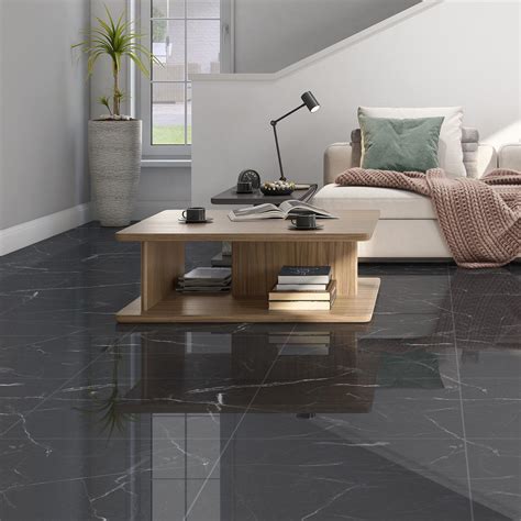 Floor Tiles Santana Marble Optic Polished Anthracite X Cm