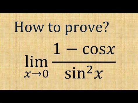 Limit X Tends To Zero 1 Cos X Sin Square X YouTube