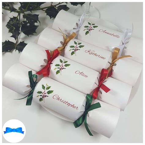 Personalised Christmas Crackers Holly Design Make Fill Your Own Cracker