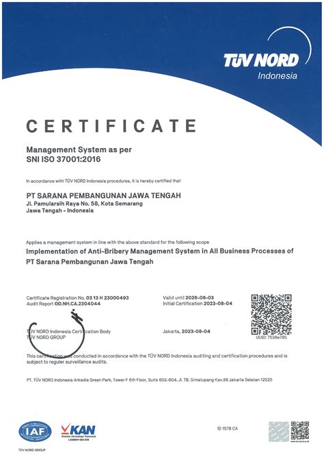 Sertifikasi ISO 37001 Sistem Manajemen Anti Penyuapan SMAP PT