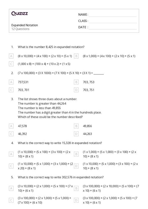 Scientific Notation Worksheets For Rd Grade On Quizizz Free