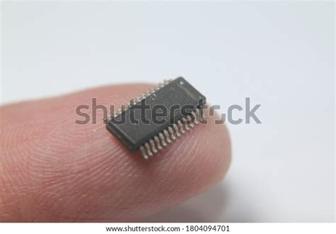 Microchip On Finger Integrated Circuit Stock Photo 1804094701