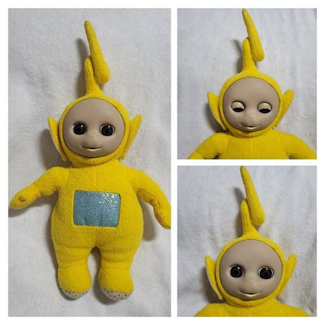 Authentic Vintage 11 Inch Teletubbies Laa Laa Open Close Eyes Function Plush Soft Toy Hobbies