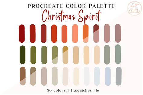 Christmas Procreate Color Palette Winter Holidays Color Swatches By