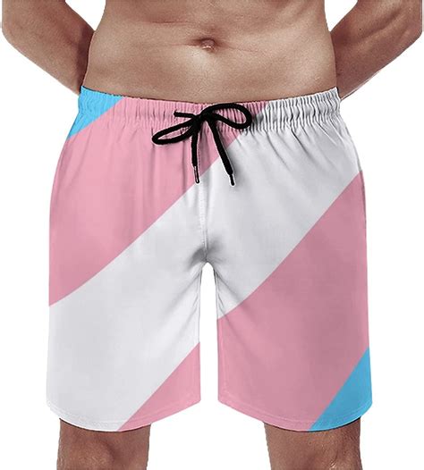 Mens Transgender Pride Flag Lgbt Pride Swim Trunks Quick Dry Bathing