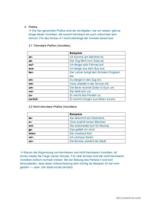 Trennbare Verbe English Esl Worksheets Pdf Doc