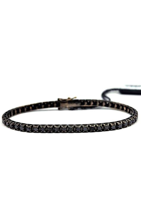 Bracciale Tennis Oro Bianco Pvd Nero Diamanti Neri Kt Venduto