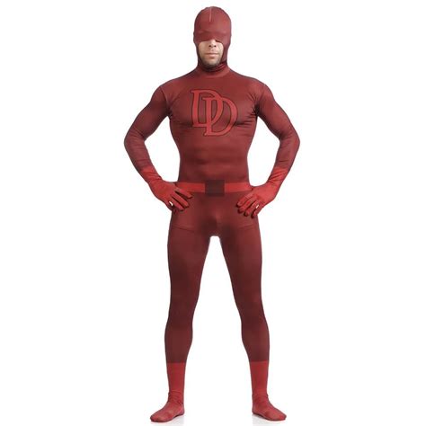 Adult Superhero Zentai Daredevil Costume Lycra Spandex Open Half Face Zentai Full Body Suit