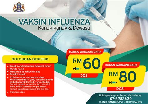 Perkhidmatan Suntikan Vaksin Influenza Di Klinik Bandaraya Johor Bahru