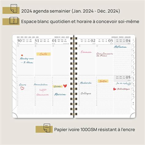 Poprun Agenda Semainier X Cm Planner Vertical Mois