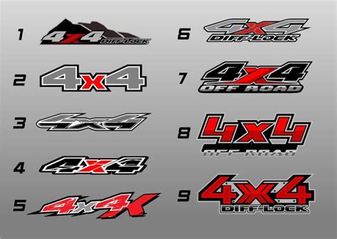 2x 4x4 Stickers Graphics for Pickup Truck Car Atv Utv Body Tail Decals ...