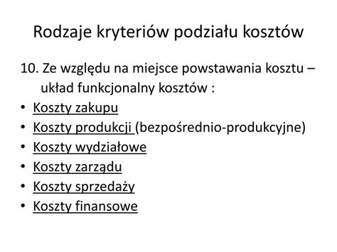 Ppt Wyk Ad Nr Klasyfikacja Koszt W W Przedsi Biorstwie Powerpoint