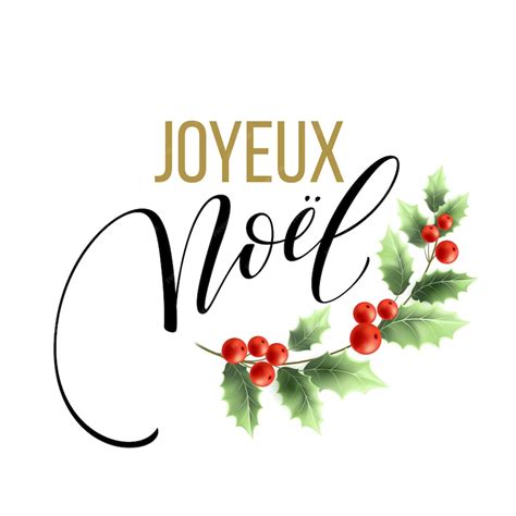 Premium Vector | Merry Christmas card template with greetings in french ...