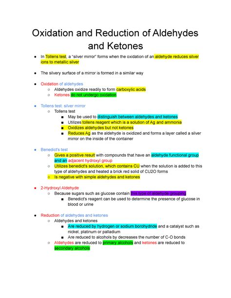 Oxidation And Reduction Of Aldehydes And Ketones 2 Oxidation And