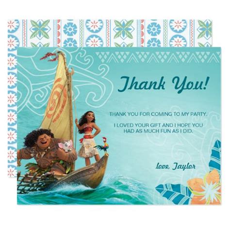 Moana Oceania Birthday Thank You Card Zazzle