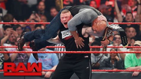 Brock Lesnar Attacks New Universal Champion Goldberg Raw March 6