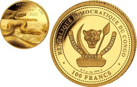 Prehistoric Life Titanoboa Kongo Francs G Gold Pp