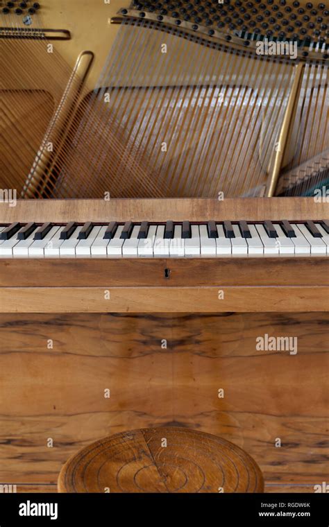 Vertical Detail Of An Upright Acoustic Piano Without Front Covers Stock