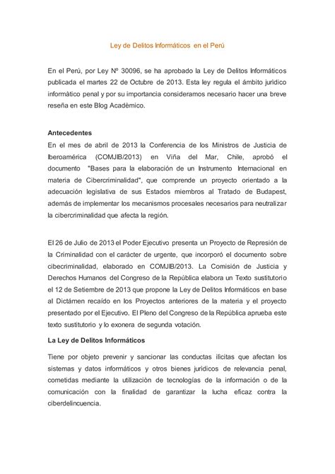 Ley De Delitos Inform Ticos En El Per Pdf