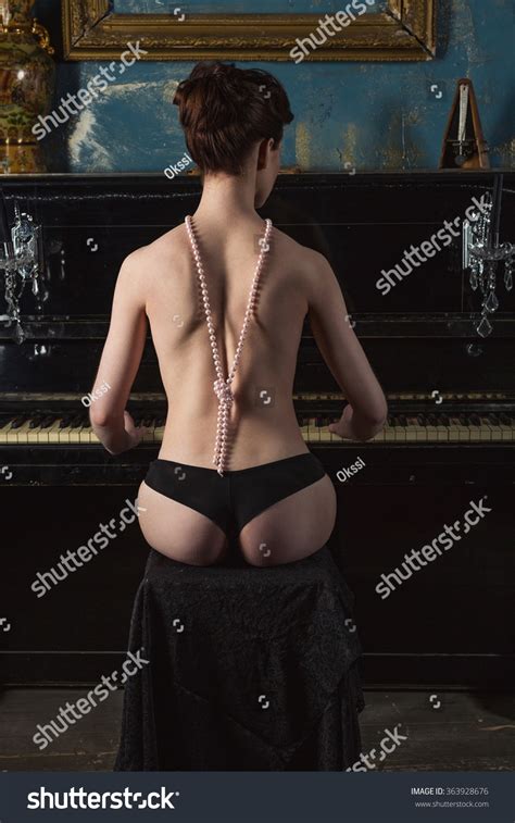 Naked Woman Plays Piano View Back Stock Photo Shutterstock