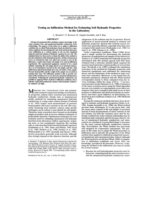 PDF Testing An Infiltration Method For Estimating Soil Hydraulic