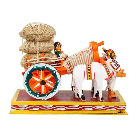 Buy Simple Days Kondapalli Bullock Cart Farmer Couple Multi Color