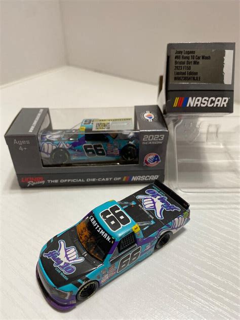 NASCAR 2023 JOEY LOGANO 66 HANG 10 CAR WASH BRISTOL DIRT WIN TRUCK 1