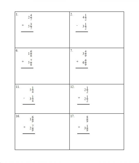 Sample Of Adding Fractions