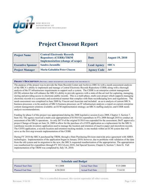 Project Closure Checklist Template