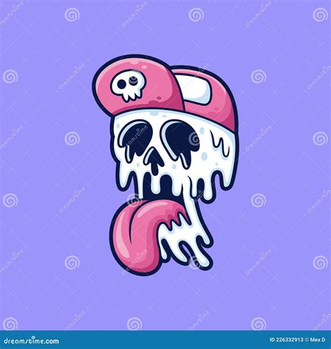 Melting Cartoon Skull Vector Icon Illustration Stock Vector