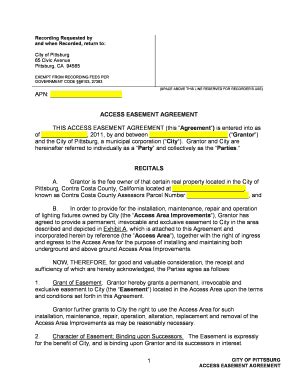 Fillable Online THIS ACCESS EASEMENT AGREEMENT This Agreement Is