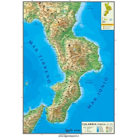 Cartina Regionale 21x30 Calabria Geografica Fisica Politica