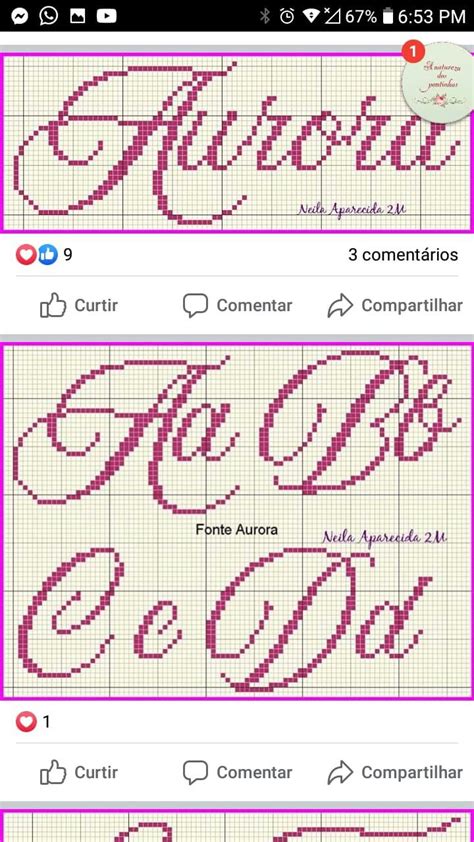 Pin De Bethy Souza Em Aurora Ponto Cruz Monograma Nomes Letras