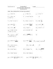 WORKSHEET INVERSE TRIG DERIVATIVES[1].doc - CALCULUS II WORKSHEET INVERSE TRIG. PROBLEMS ...