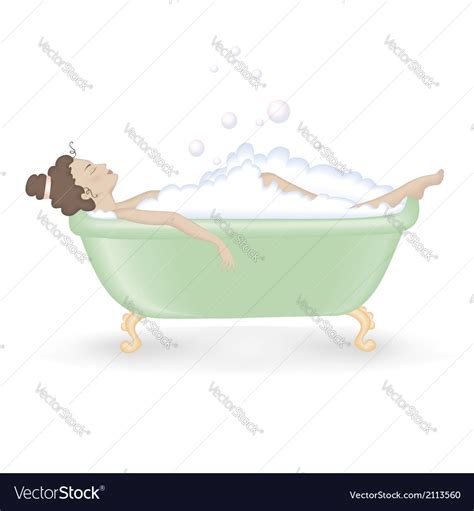 Woman Taking A Bath With Foam Royalty Free Vector Image