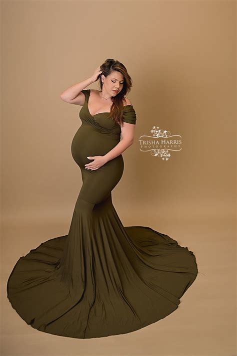 Dark Olive Athena Maternity Photoshoot Gown One Size Chicaboo