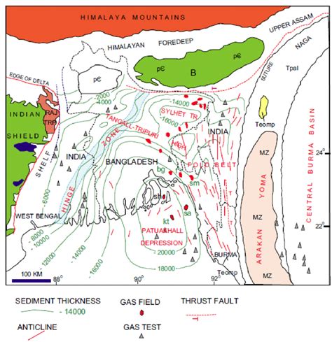 Generalized Geological Map Of Bangladesh And Adjoining Area Surma