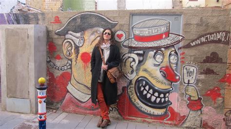 Sonya enjoying the street art in Barcelona!