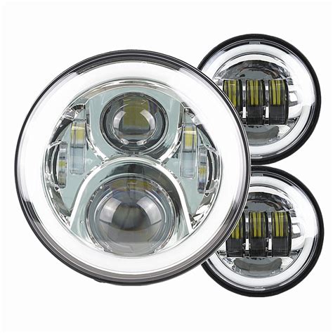 Kit De Farol De Led Redondo De 7 Polegadas 6 Lentes Halo Completo