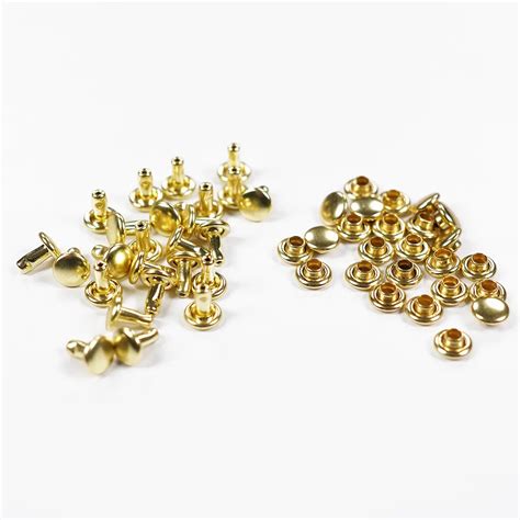 6mm X 6 4mm Solid Brass Double Cap Rivets 25 Pack Leatherado