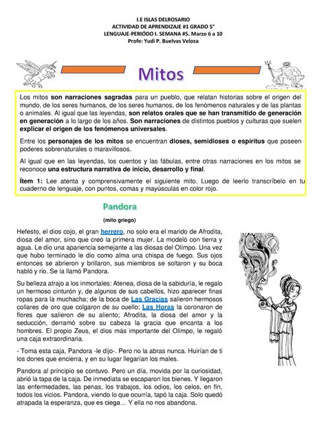 Taller Sobre El Mito Rwrwhjrrw I ISLAS DELROSARIO ACTIVIDAD DE